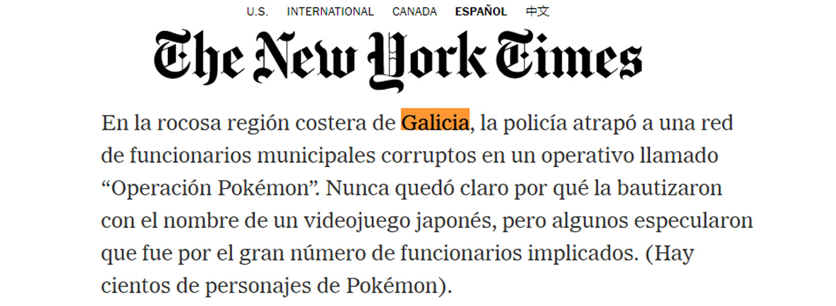 El New York Times apunta a Galicia como el mayor nido de Europa de  Funcionarios corruptos bajo Gobierno de Feijóo. - Xornal Galicia | Xornal  Galicia