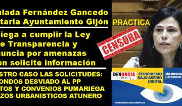 La Secretaria del Ayto Gijón responde a solicitudes información pública con denuncias por amenazas en la fiscalía.