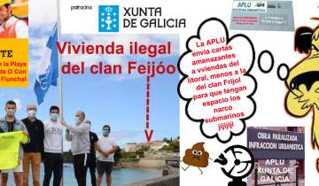 PLADESEMAPESGA insta a la APLU a que de forma urgente ordene el derribo de chalet ilegal de Eva Cardenas en la Playa de O Con en O Fiunchal en el Concello de Moaña Pontevedra.