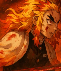 Rengoku Kyojuro Hashira chamas morte sacrifício luta Akaza
